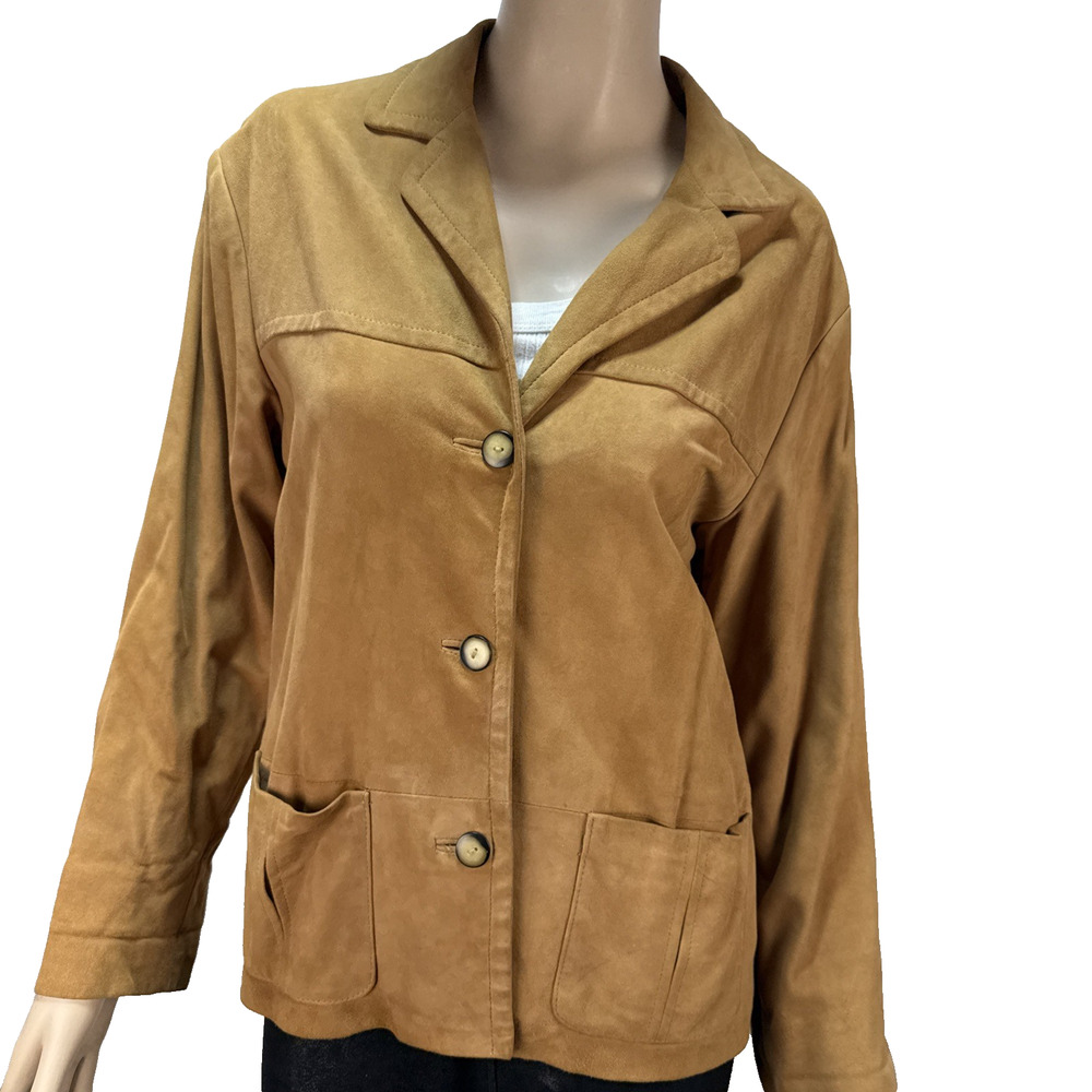 Golden‎ Bear Sportswear Womens Suede Leather Jacket Size XS Button Barn Chore